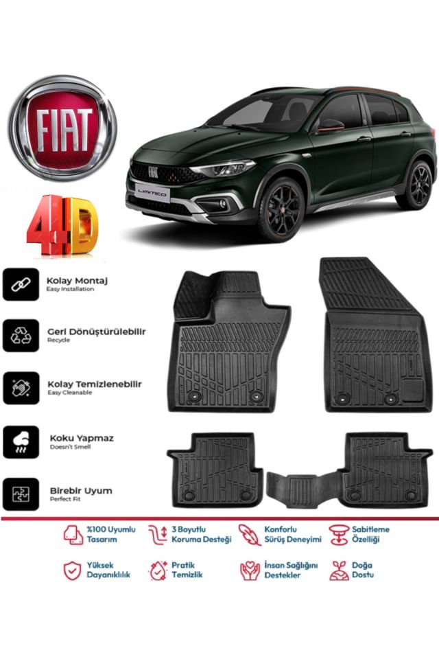 Fiat Egea Cross Uyumlu 2023 Model 4D Havuzlu Paspas