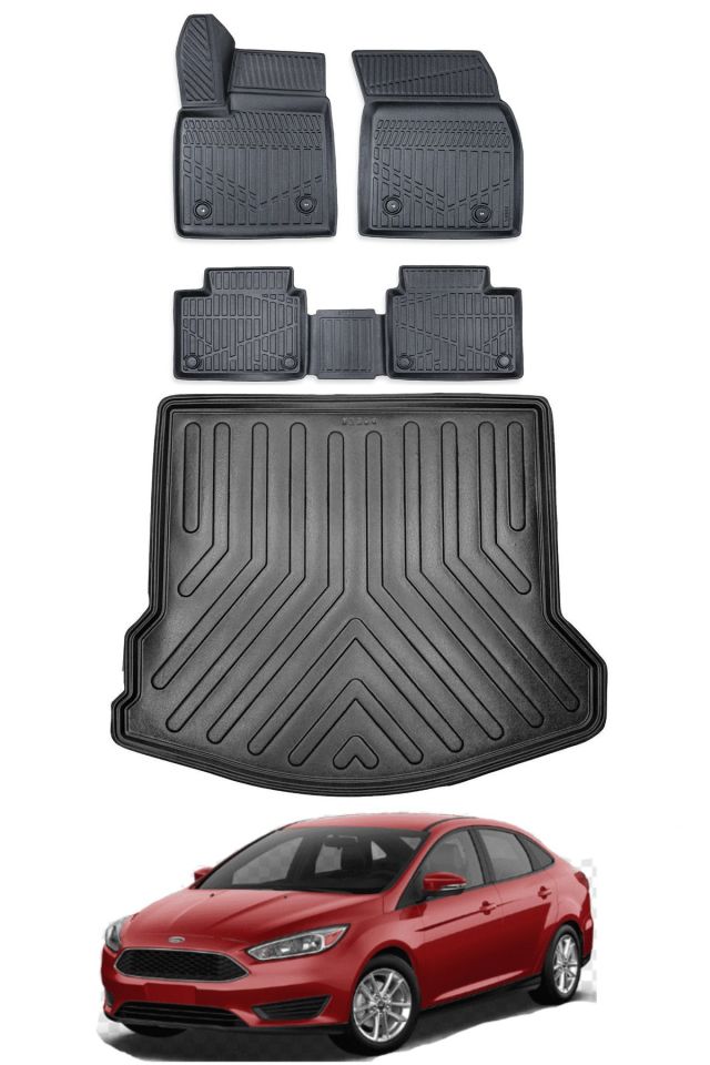 Ford Focus 3 Sedan 2013 Model Bagaj Havuzu Araca Özel Siyah Paspas Takımı