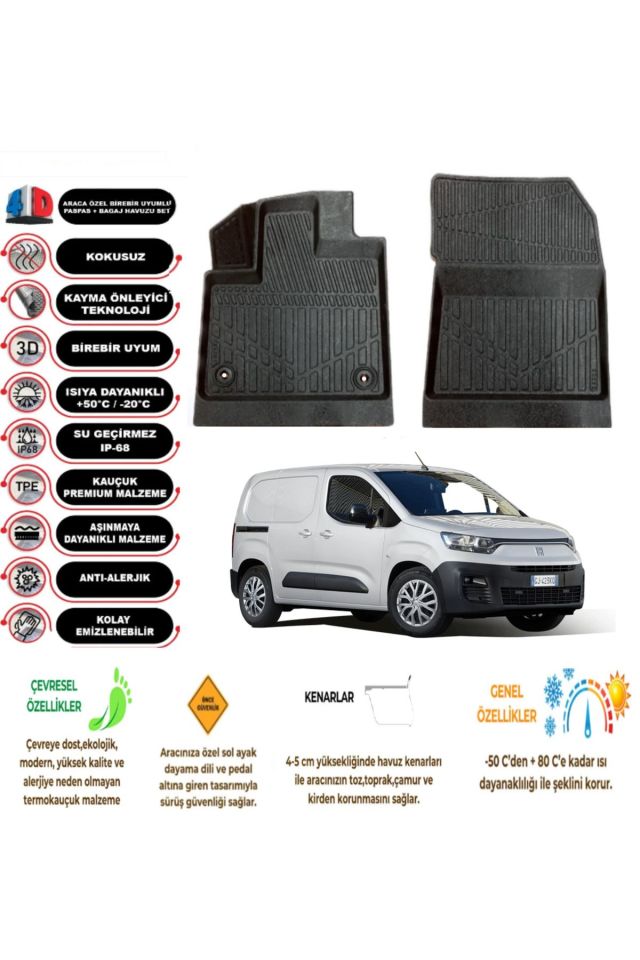 Fiat Doblo 2023 Model PANELVAN 4D Havuzlu Paspas (2 parça)