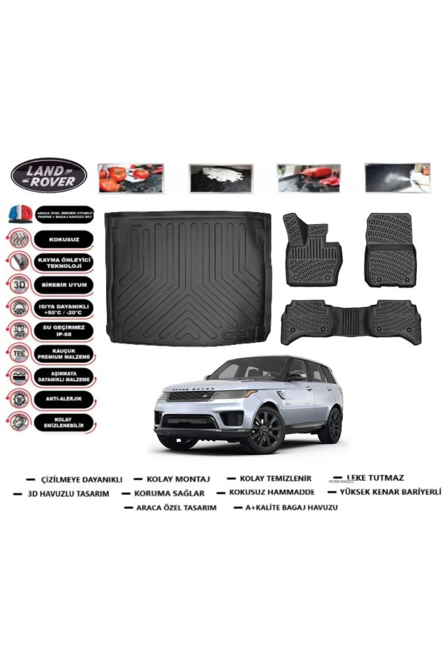 Land Rover Range Rover Sport PHEV 2024 Model Bagaj Havuzu Araca Özel Paspas Takımı Prrox
