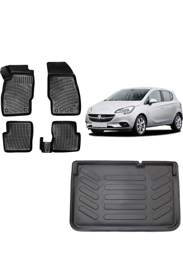 Opel Corsa E 2016 Model 3D Üst Bagaj Havuzu+3D Havuzlu Araca Özel Paspas Takımı