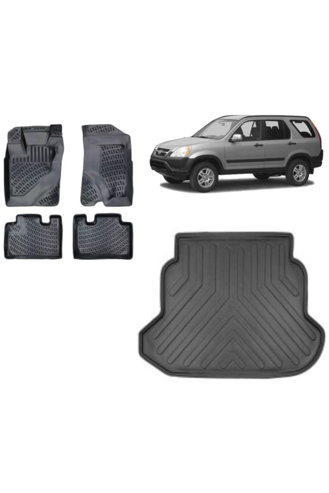 Honda CRV 2004 Model 3D Bagaj Havuzu+3D Havuzlu Araca Özel Paspas Takımı
