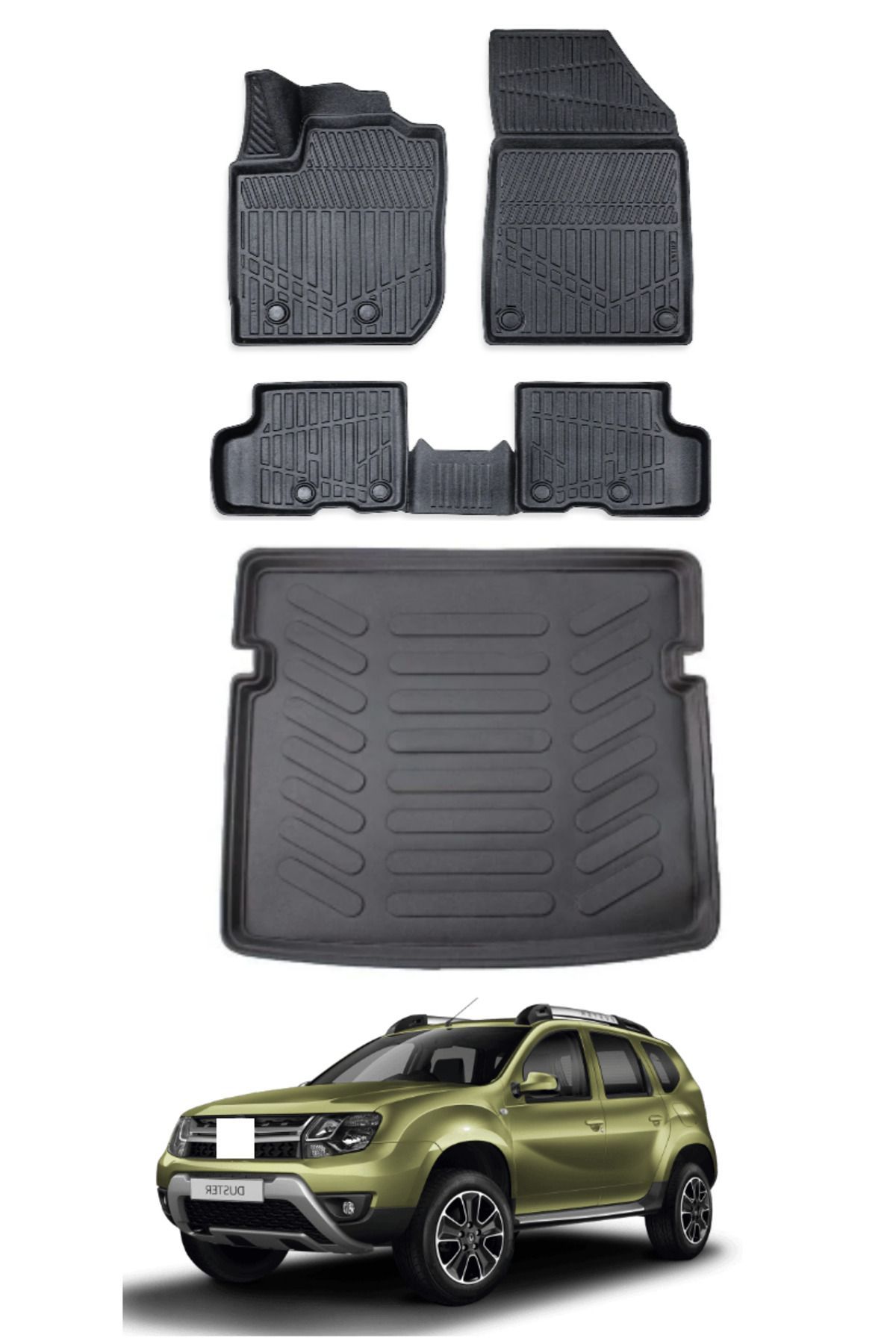 Dacia Duster 4X4 2022 Model Bagaj Havuzu Araca Özel Siyah Paspas Takımı