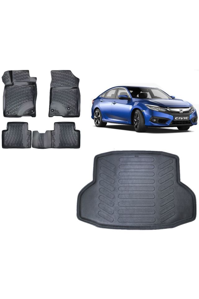 Honda Civic Sedan 2020 Model 3D Bagaj Havuzu+3D Havuzlu Araca Özel Paspas Takımı