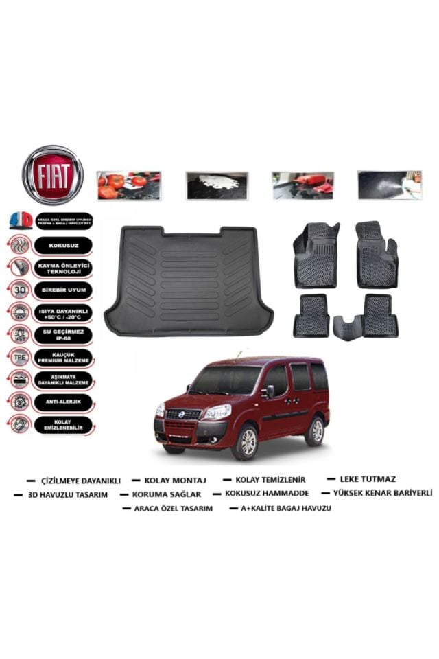 Fiat Doblo 2004 Model Bagaj Havuzu Araca Özel Paspas Takımı Flex