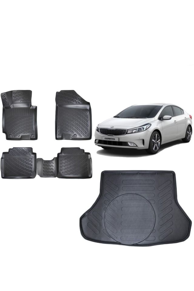Kia Cerato 2018 Model 3D Bagaj Havuzu+3D Havuzlu Araca Özel Paspas Takımı