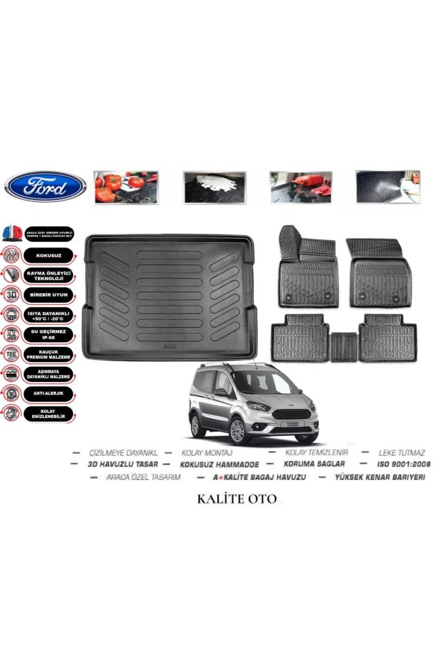 Ford Courier 2017 Model 3D Bagaj Havuzu+4D Havuzlu Paspas Setii