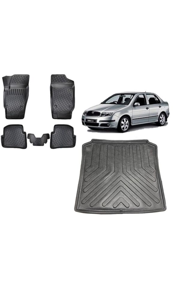 Skoda Fabia 2000 Model SEDAN 3D Bagaj Havuzu+3D Havuzlu Araca Özel Paspas Takımı