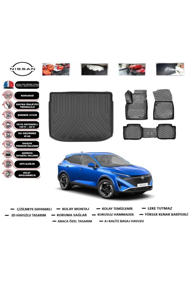 Nissan Qashqai e-Power 2022 Model Üst Bagaj Havuzu Araca Özel Paspas Takımı Prrox