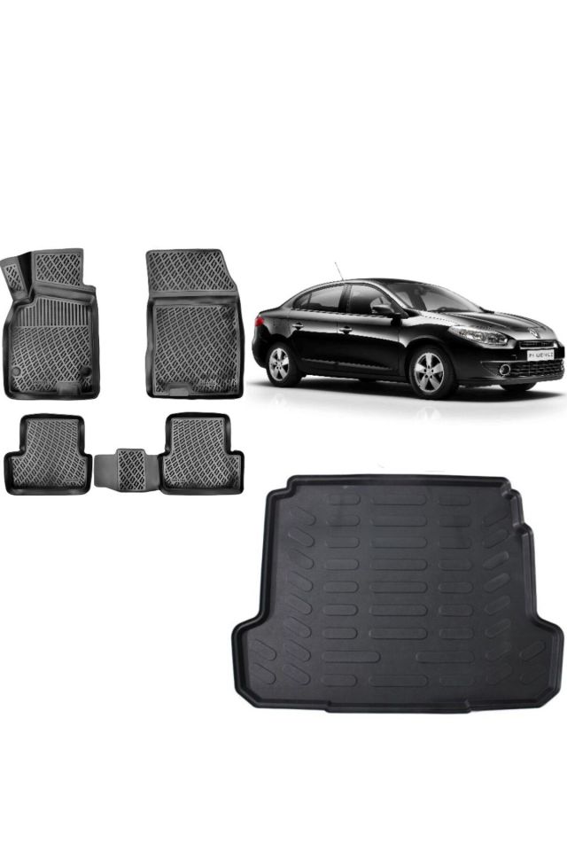 Renault Fluence 2009 Model 3D Bagaj Havuzu+3D Havuzlu Araca Özel Paspas Takımı