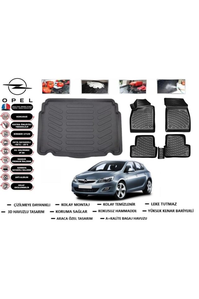 Opel Astra J HB 2012 Model Bagaj Havuzu Araca Özel Paspas Takımı Prrox