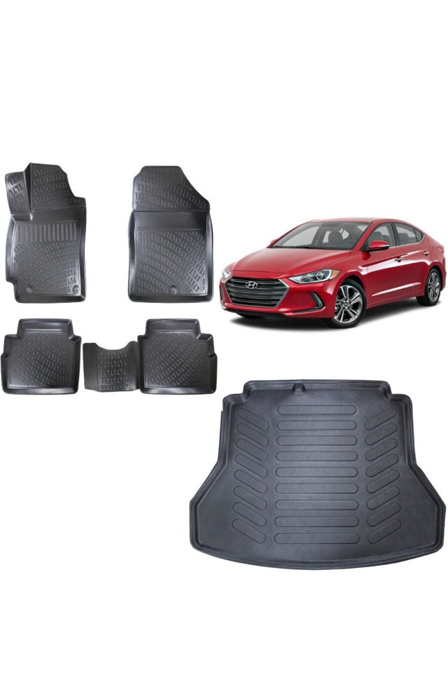 Hyundai Elantra 2016 Model 3D Bagaj Havuzu+3D Havuzlu Araca Özel Paspas Takımı