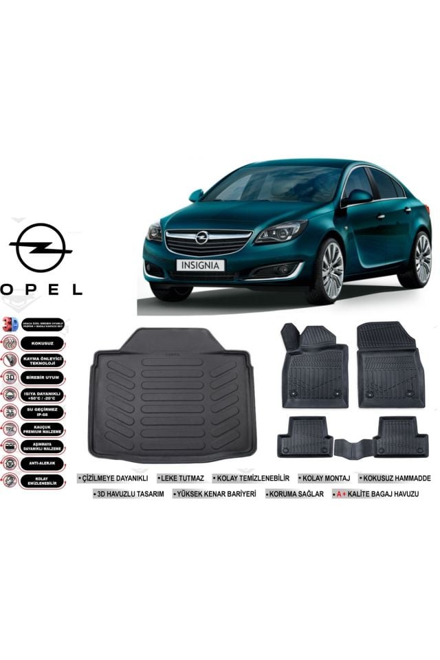 Opel Insıgnıa 2012 Model Bagaj Havuzu Araca Özel Siyah Havuzlu Paspas Takımı Sett