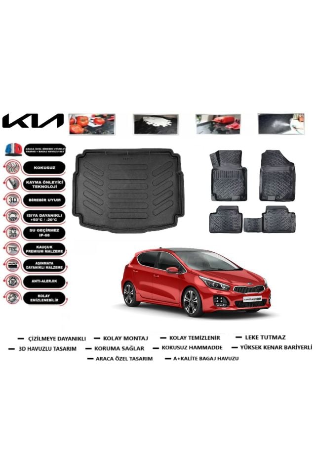 Kia Ceed HB 2014 Model Üst Bagaj Havuzu Araca Özel Paspas Takımı Flex