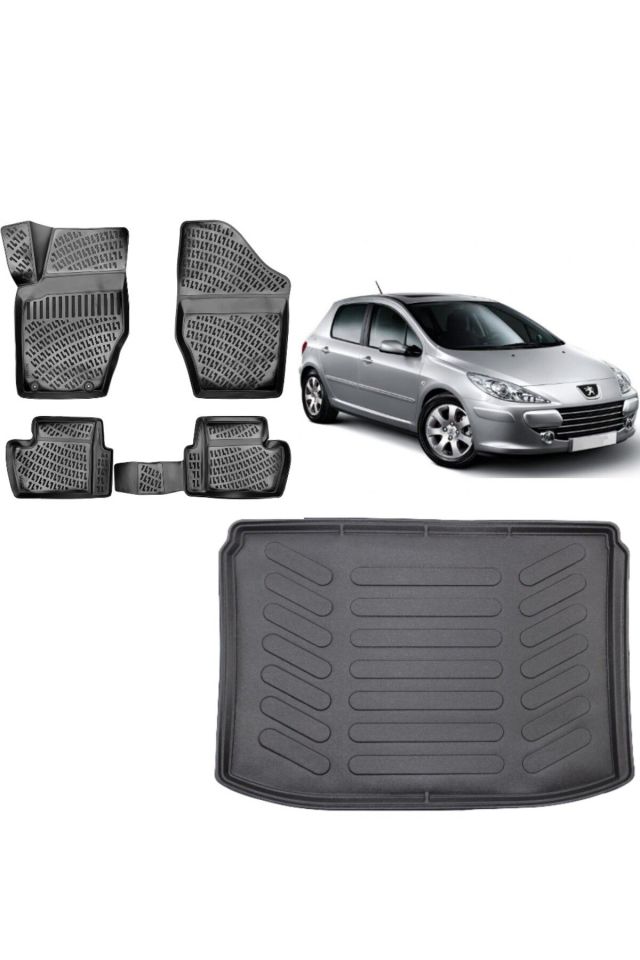 Peugeot 307 Hatchback 2006 Model 3D Bagaj Havuzu+3D Havuzlu Araca Özel Paspas Takımı