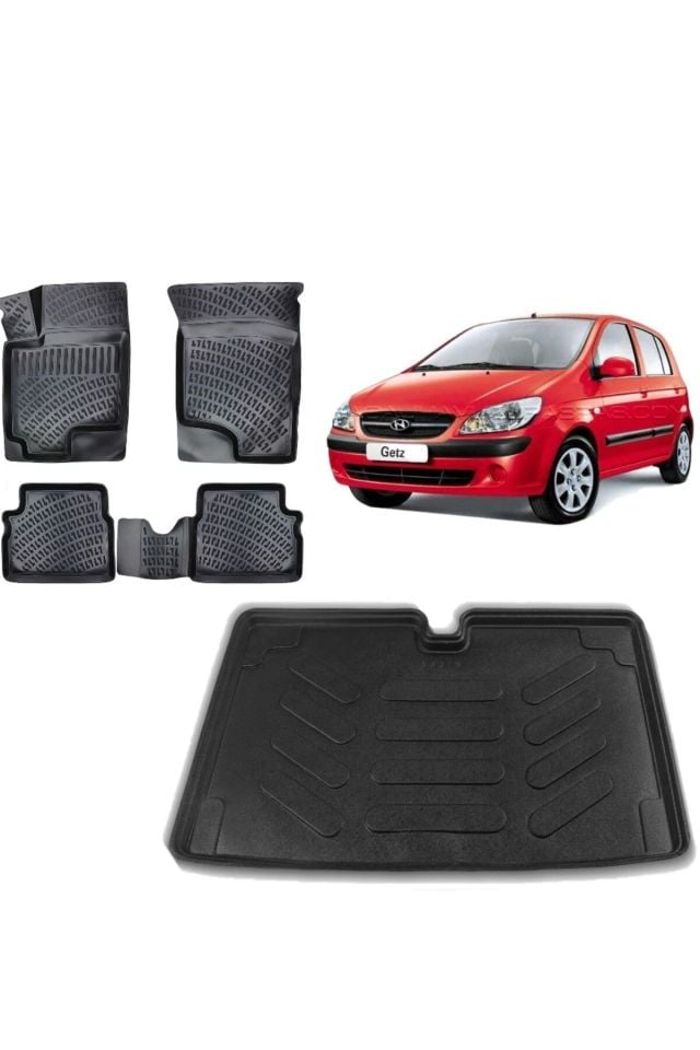 Hyundai Getz 2002 Model 3D Bagaj Havuzu+3D Havuzlu Araca Özel Paspas Takımı