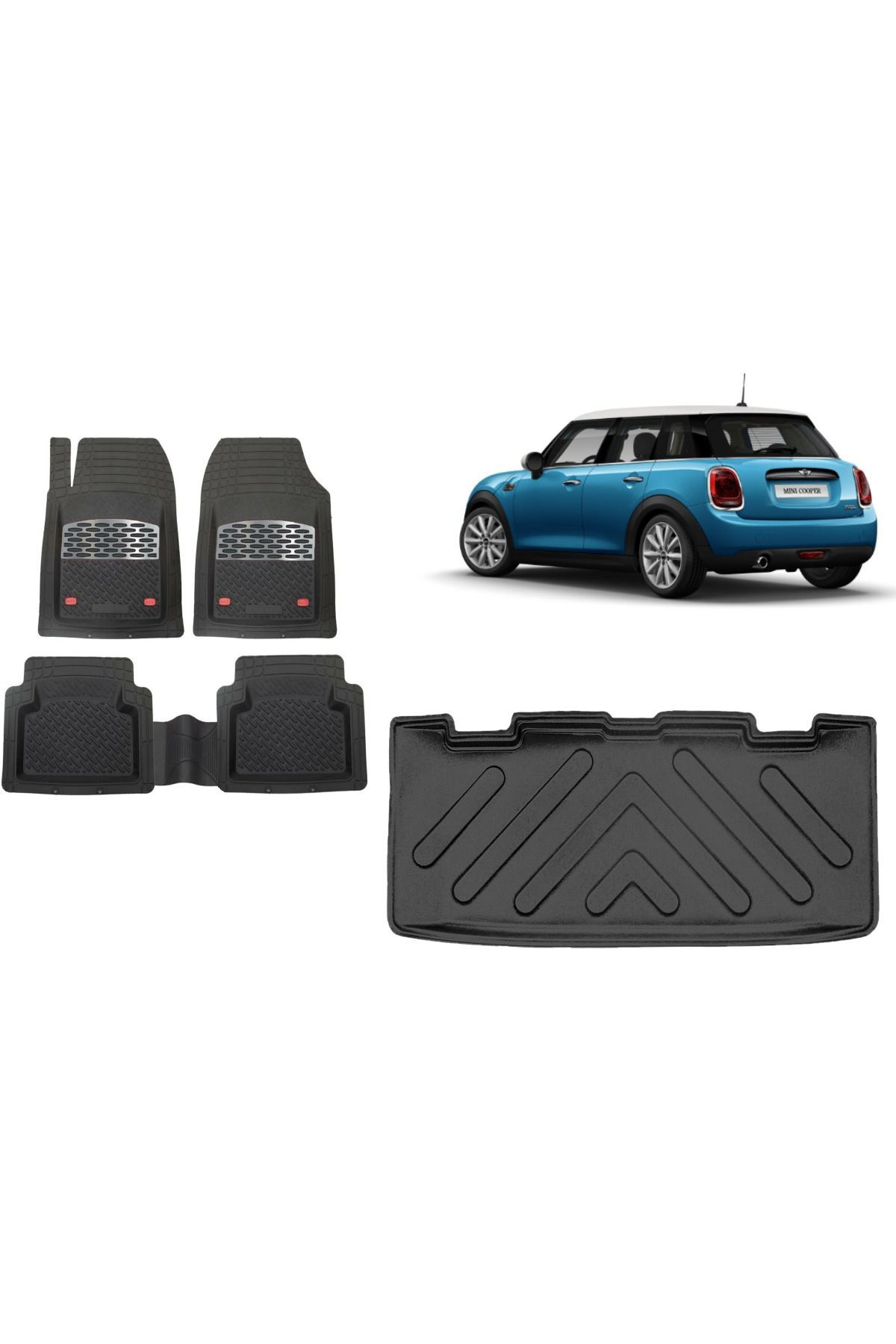 Mini Cooper R56 2007 Model 3D Bagaj Havuzu+3D Havuzlu Safirr Gri Kromlu Paspas