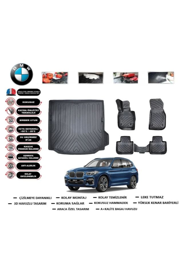 Bmw X3 2024 Model Bagaj Havuzu Araca Özel Paspas Takımı Prrox