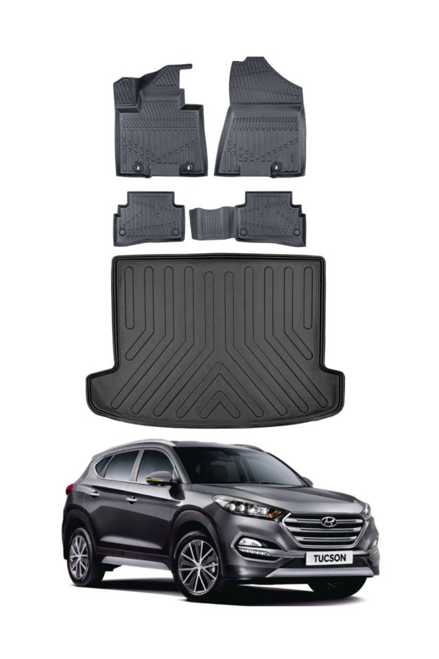 Hyundai Tucson 2015 Model Bagaj Havuzu Araca Özel Siyah Paspas Takımı