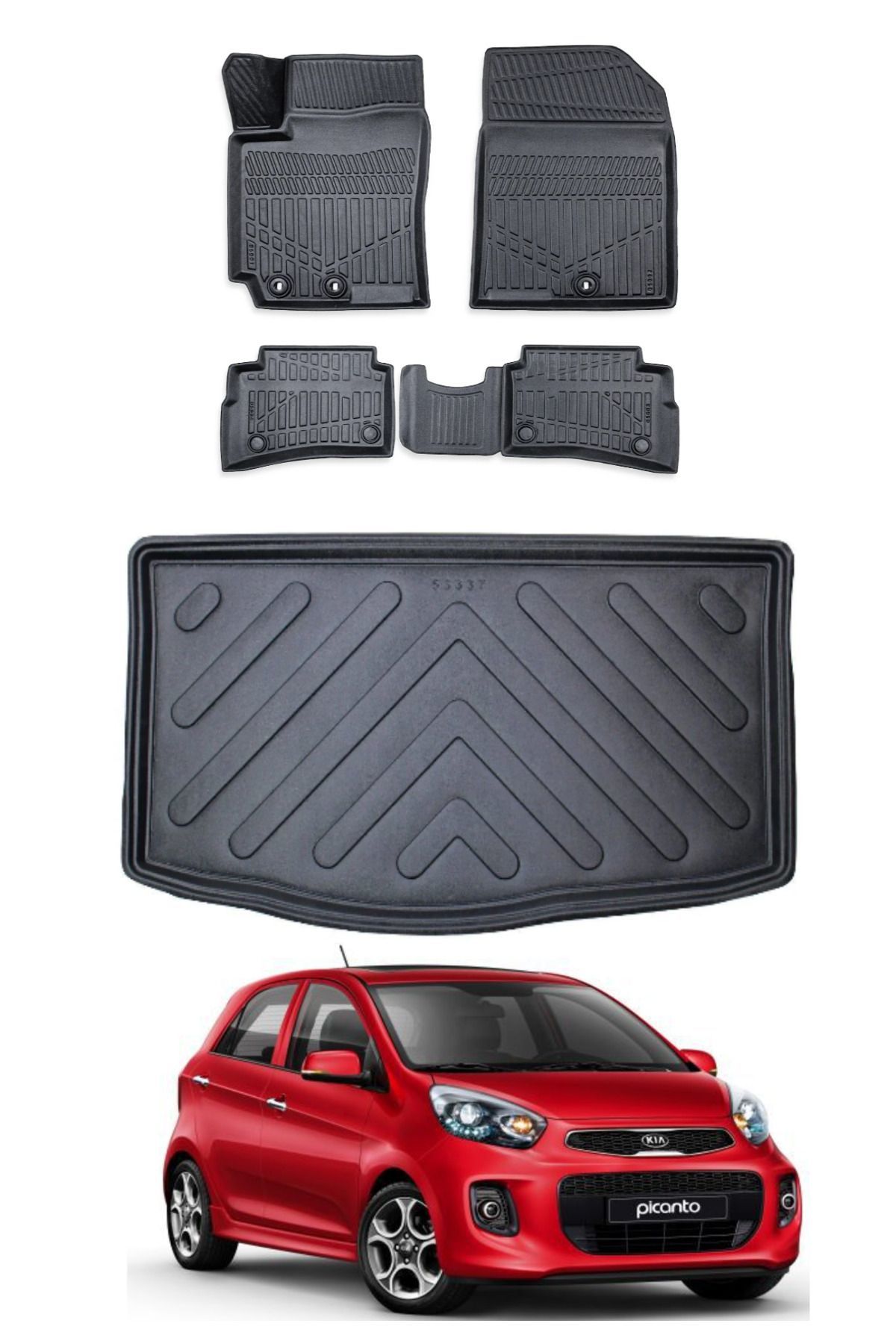 Kia Picanto 2016 Model Bagaj Havuzu Araca Özel Siyah Paspas Takımı