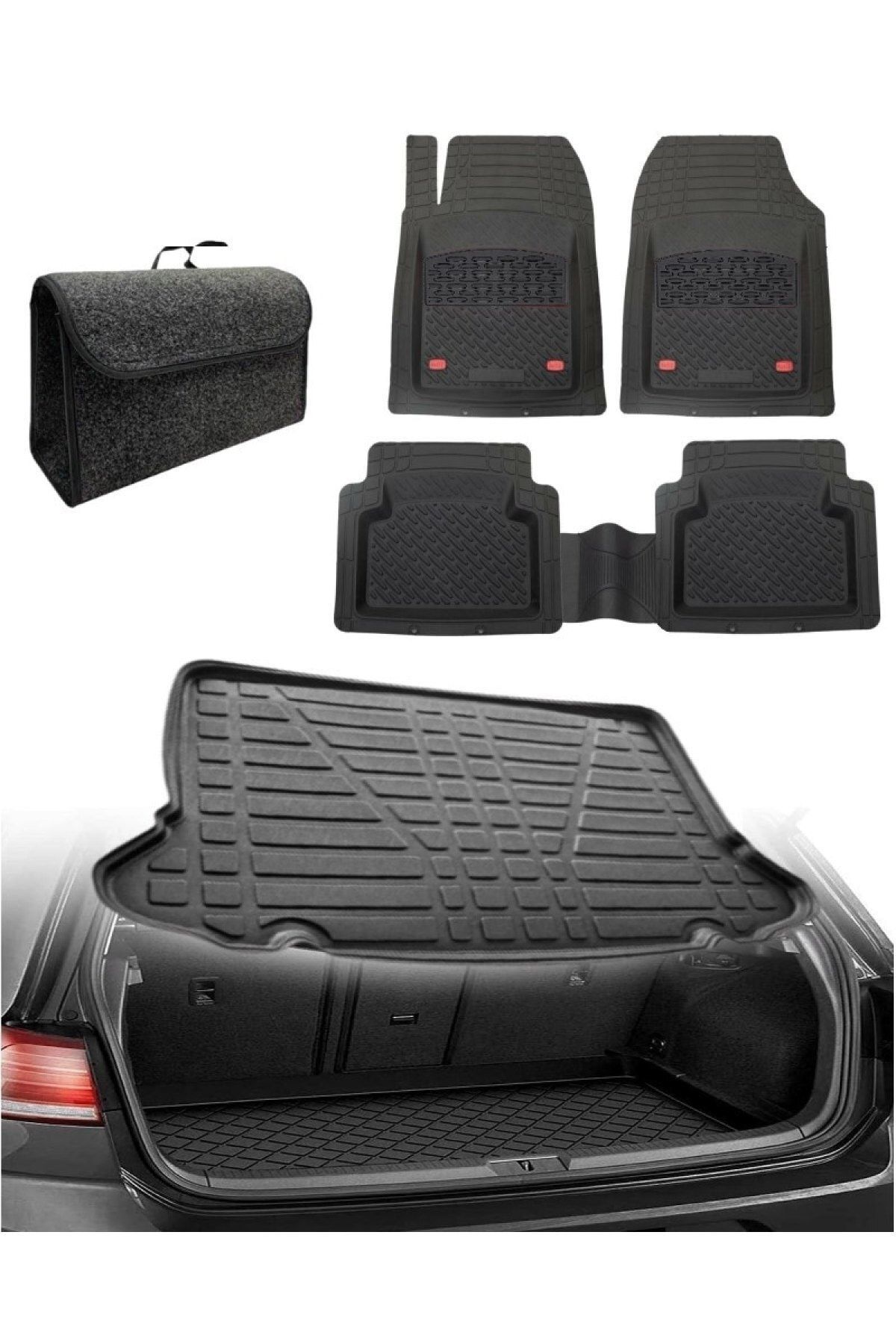 Dacia Logan Sedan 2004-2012 Uyumlu Kokusuz 3d Bagaj Havuzu+3d Safir Siyah Havuzlu Paspas