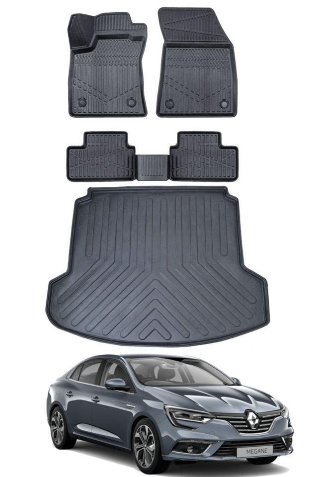 Renault Megane 4 2021 Model Çift Kulak Bagaj Havuzu Araca Özel Siyah Paspas Takımı
