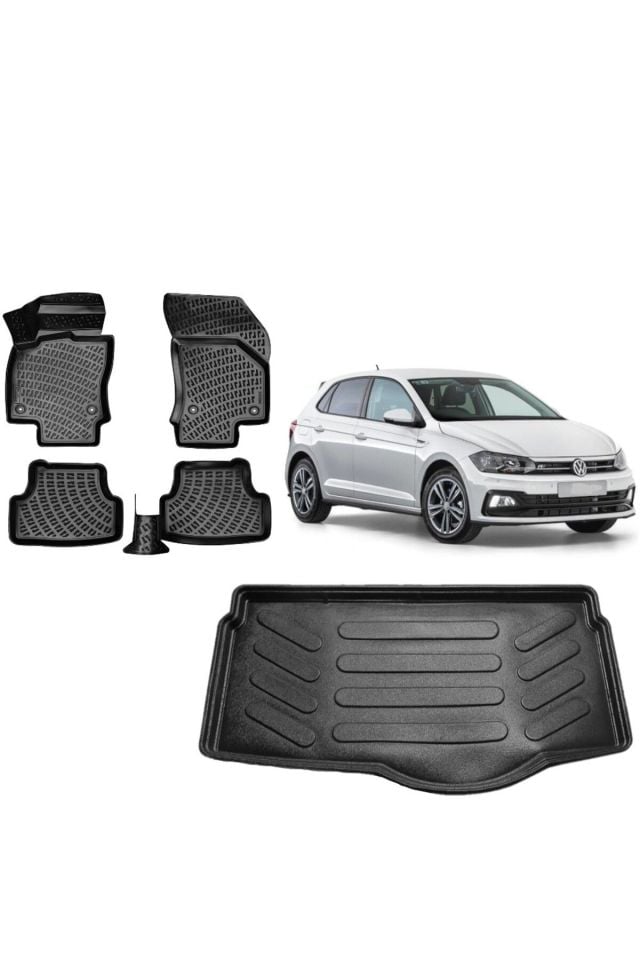 Volkswagen Polo 2020 Model Alt Kademe Bagaj Havuzu+3D Havuzlu Araca Özel Paspas Takımı