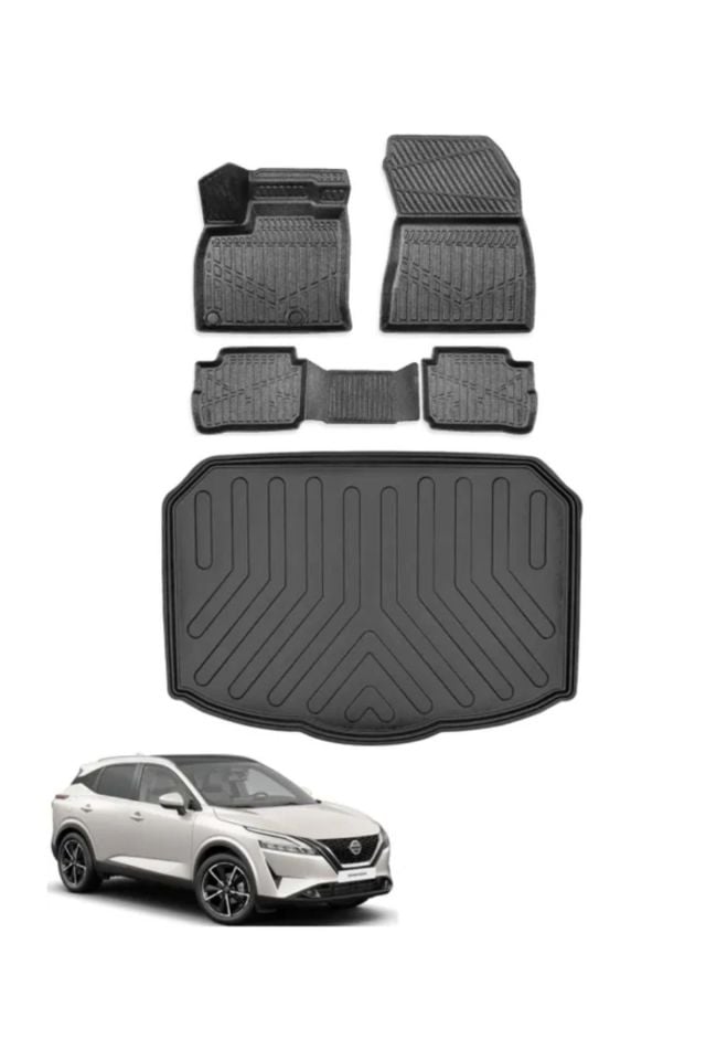 Nissan Qashqai e-Power Üst 2022 Model Bagaj Havuzu+3D Havuzlu Araca Özel Paspas Takımı