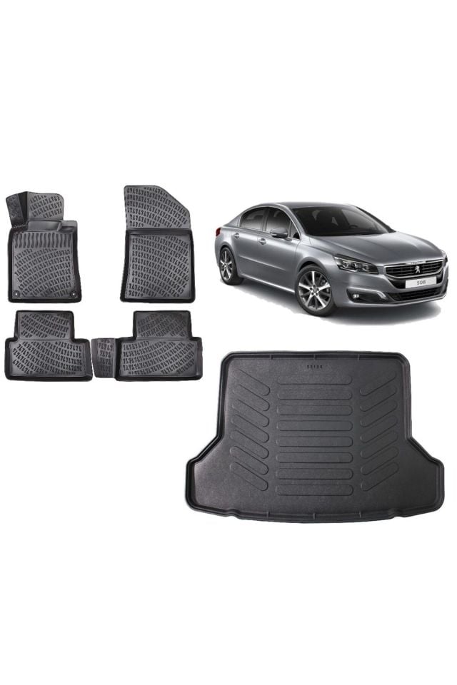 Peugeot 508 Allure 2012 Model 3D Bagaj Havuzu+3D Havuzlu Araca Özel Paspas Takımı