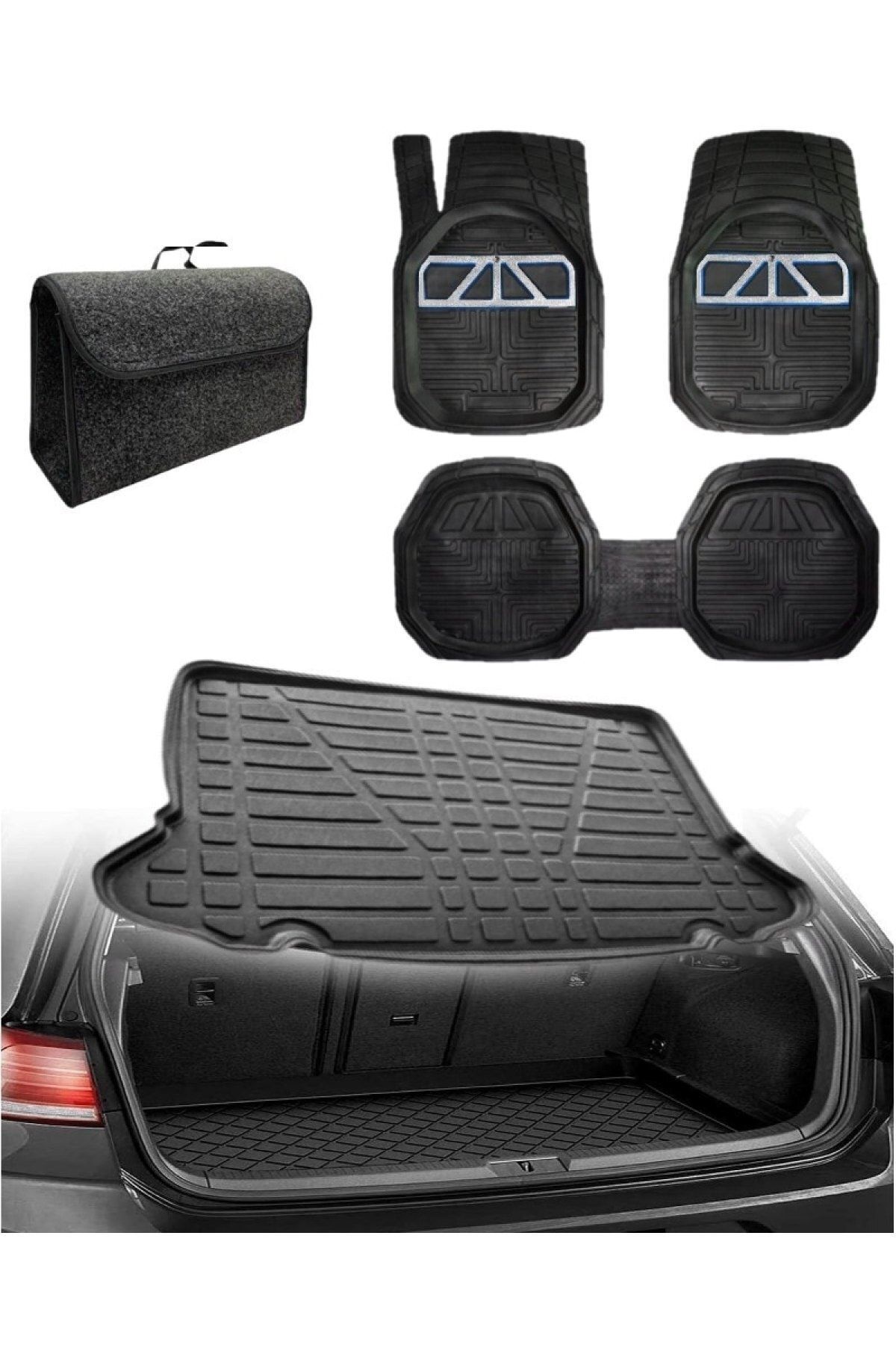 Honda Civic Sedan 2012 -2015 Uyumlu Kokusuz 3d Bagaj Havuzu+3d Extra Gri Komlu Havuzlu Paspas