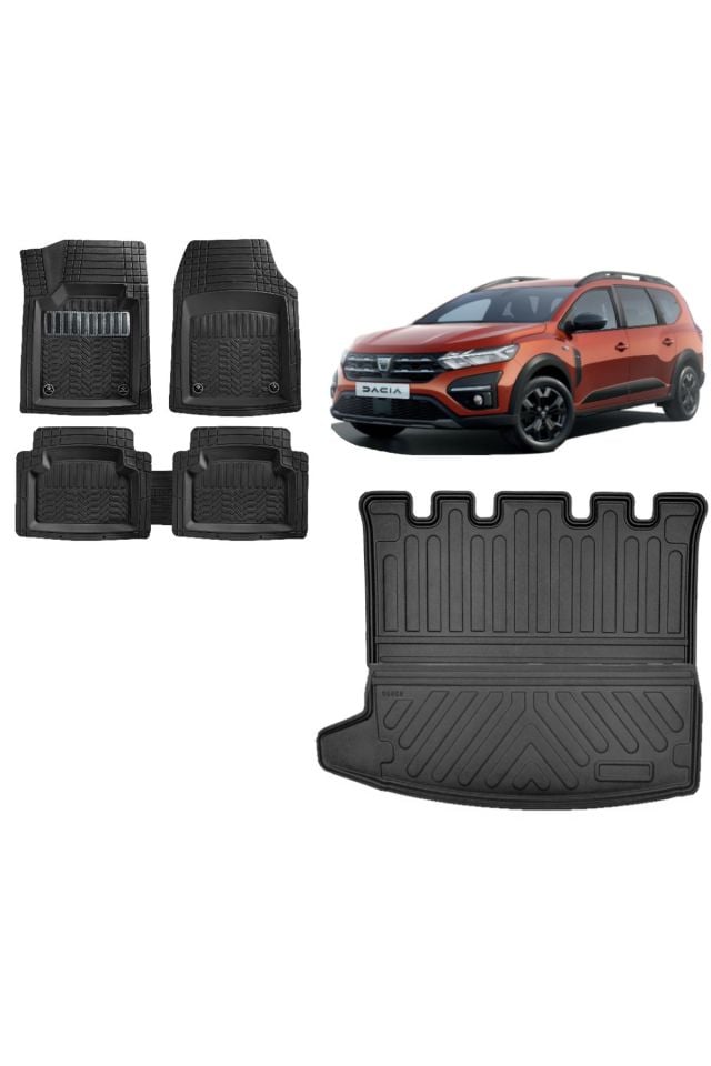 Dacia Jogger 2022 Model 5-7 Koltuk 3D Bagaj Havuzu+3D Havuzlu Maximum Karbon Kromlu Paspas
