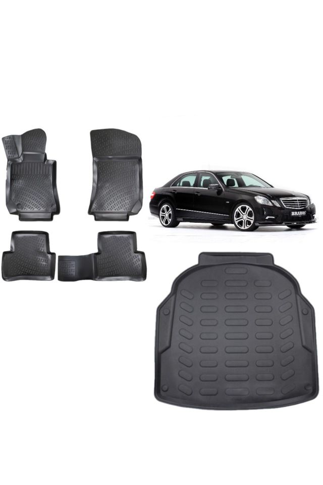 Mercedes E Serisi W212 2011 Model Plastik 3D Bagaj Havuzu+3D Havuzlu Araca Özel Paspas Takımı