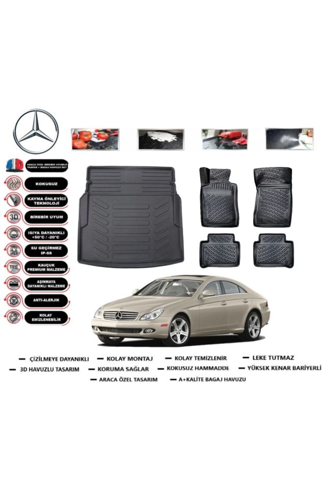 Mercedes CLS C219 2010 Model Bagaj Havuzu Araca Özel Paspas Takımı Prrox