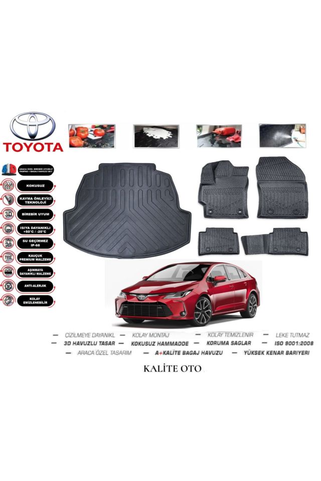 Toyota Corolla Sedan 2021 Model 3D Bagaj Havuzu+4D Havuzlu Paspas Setii