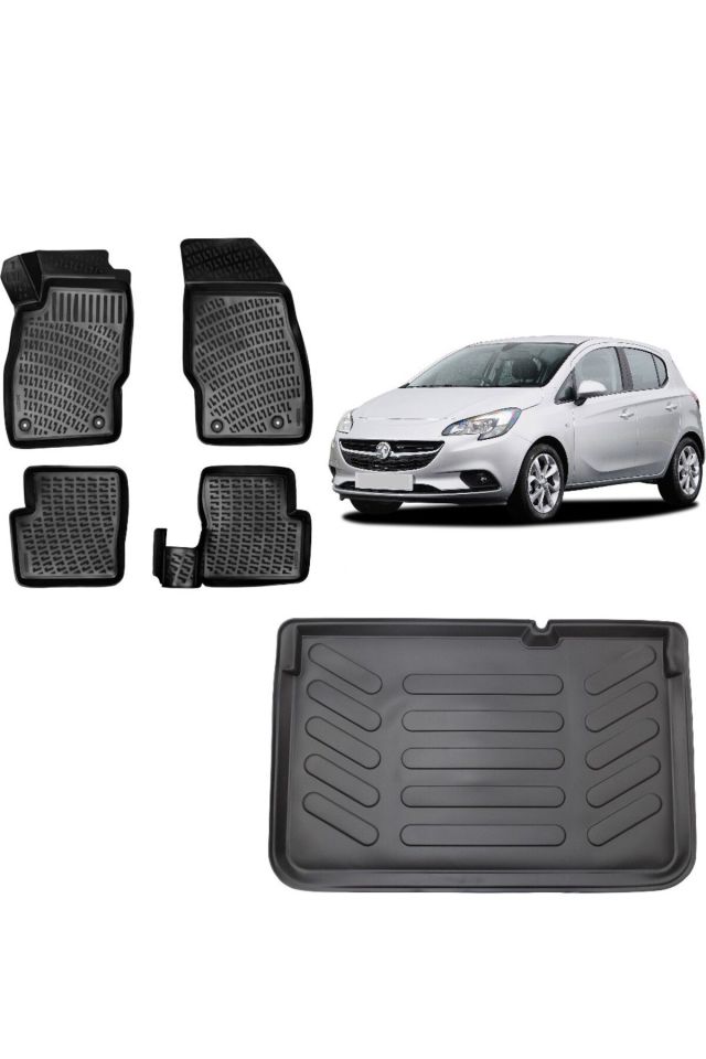 Opel Corsa E 2017 Model 3D Üst Bagaj Havuzu+3D Havuzlu Araca Özel Paspas Takımı