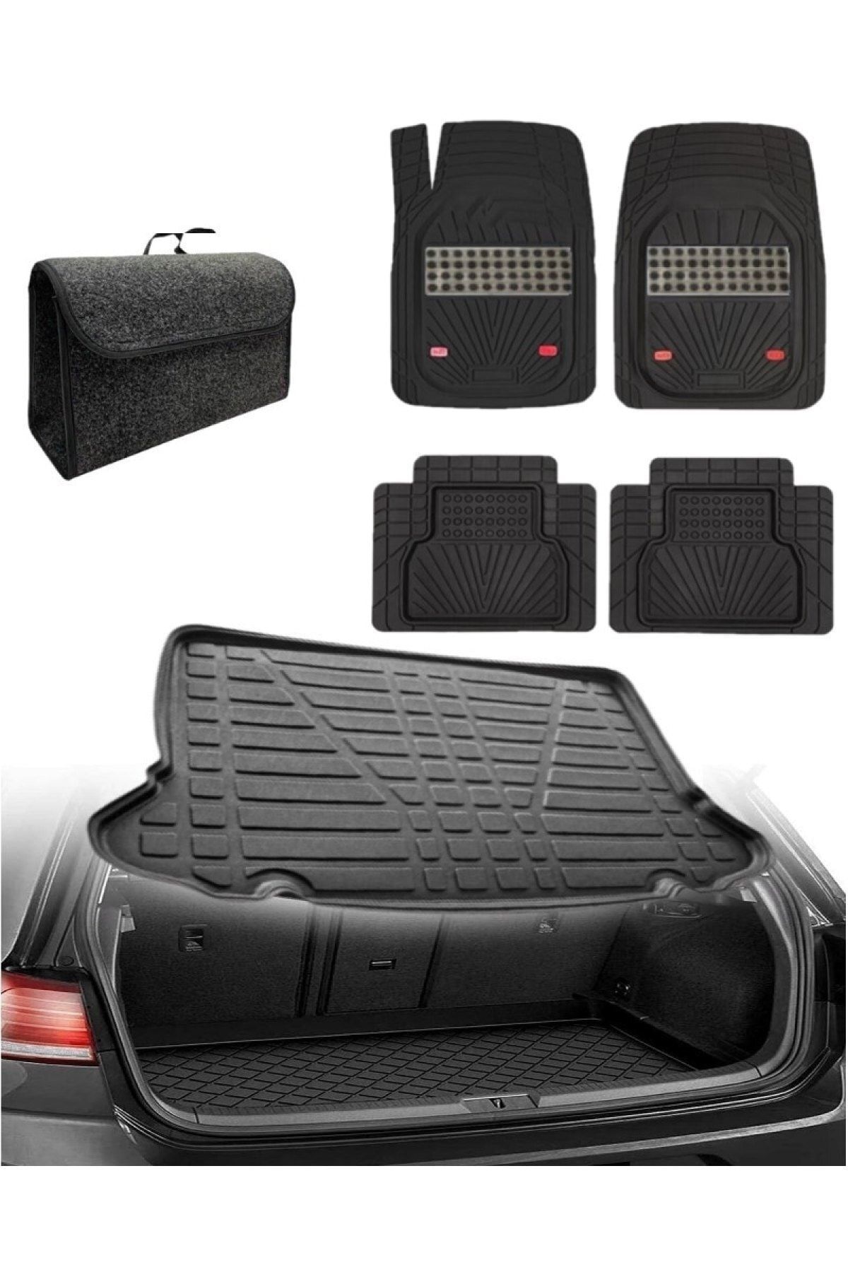 Honda City 2002-2008 Uyumlu Kokusuz 3d Bagaj Havuzu+3d Venüs Karbon Havuzlu Paspas
