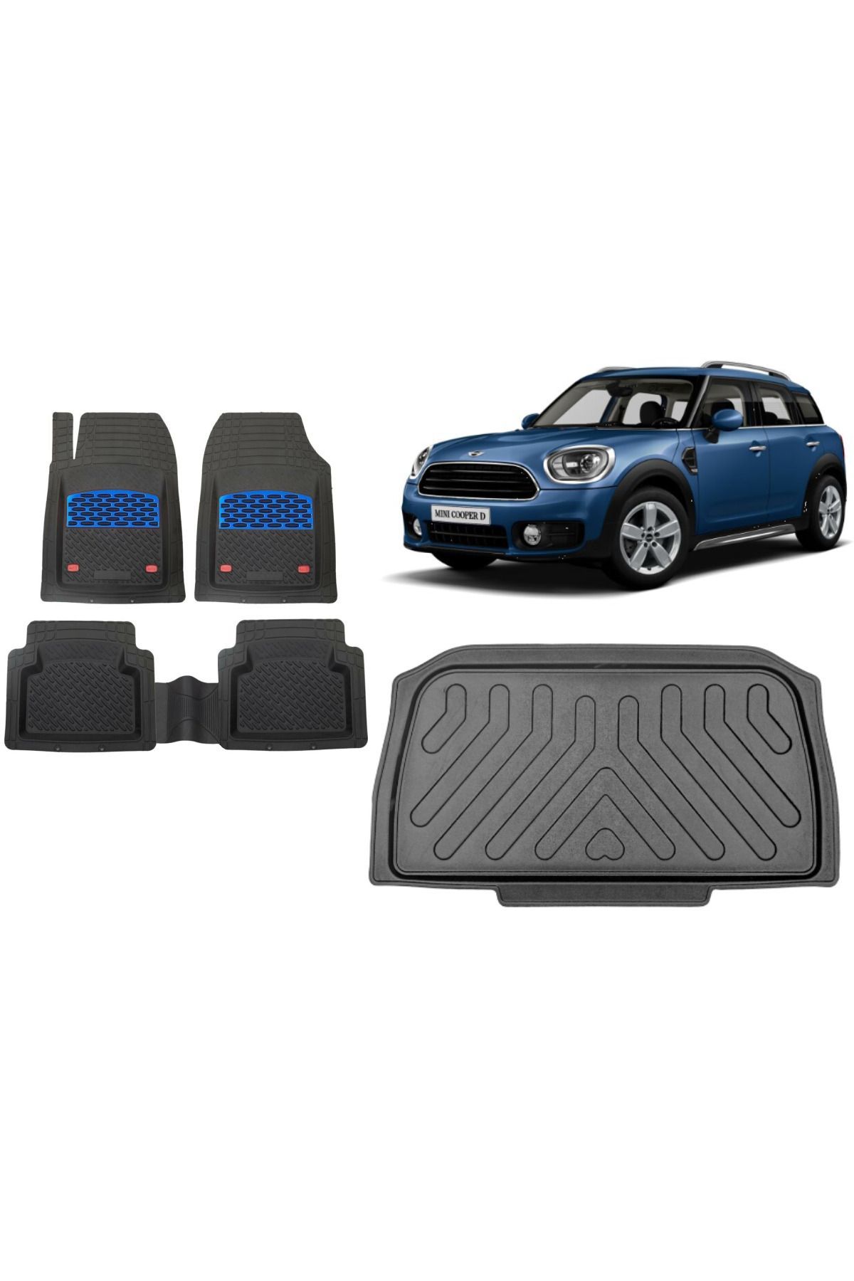Mini Countryman 2013 Model 3D Bagaj Havuzu+3D Havuzlu Safir Mavi Kromluu Paspas
