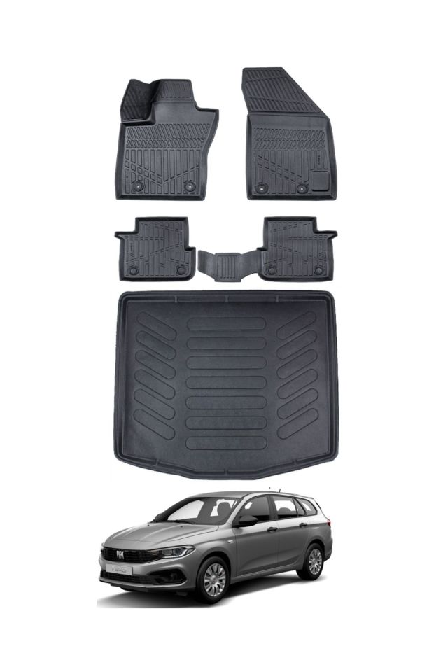Fiat Egea Station Vagon 2023 Model Alt Bagaj Havuzu Araca Özel Siyah Paspas Takımı