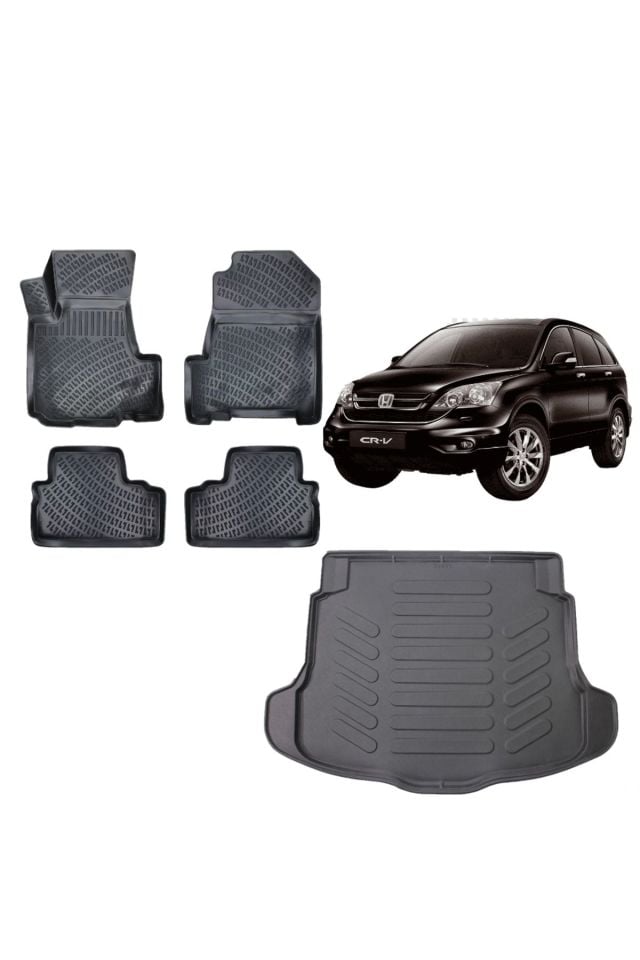 Honda CRV 2009 Model 3D Bagaj Havuzu+3D Havuzlu Araca Özel Paspas Takımı