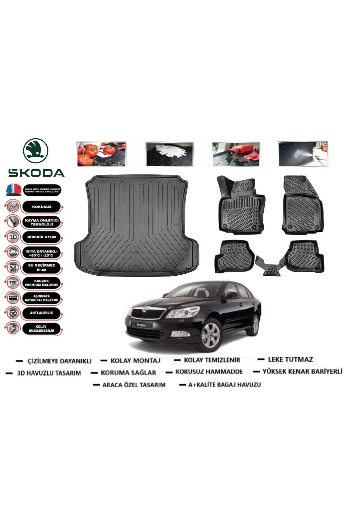 Skoda Octavia 2010 Model Bagaj Havuzu Araca Özel Paspas Takımı Prrox