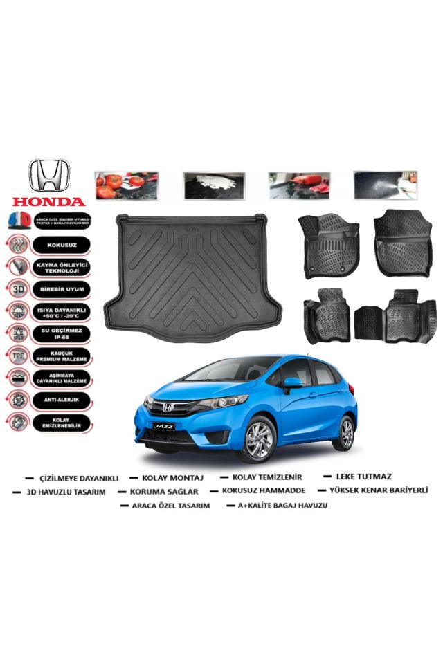 Honda Jazz 2016 Model Bagaj Havuzu Araca Özel Paspas Takımı Prrox