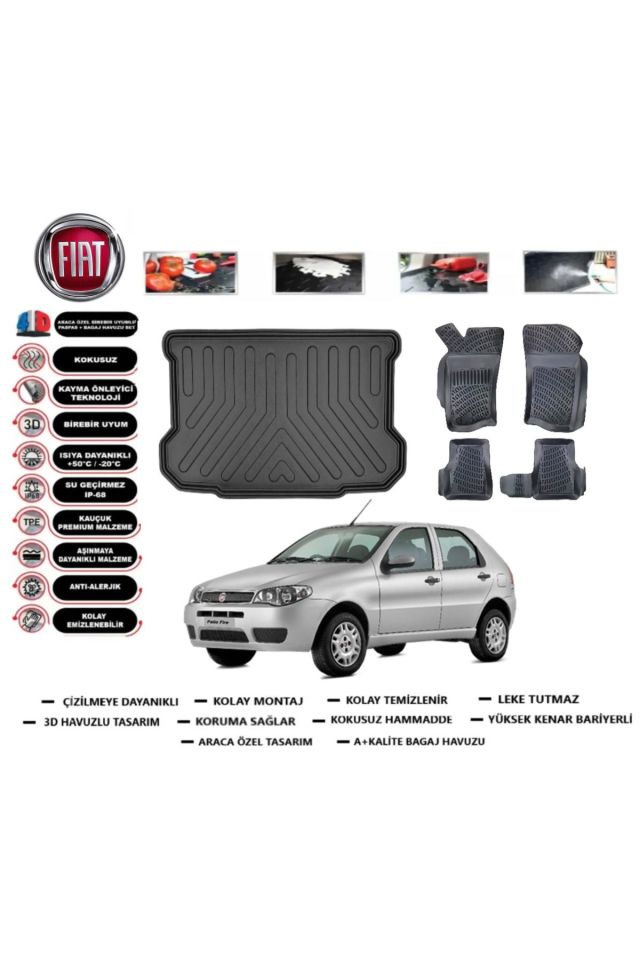 Fiat Palio 2013 Model Bagaj Havuzu Araca Özel Paspas Takımı Prrox
