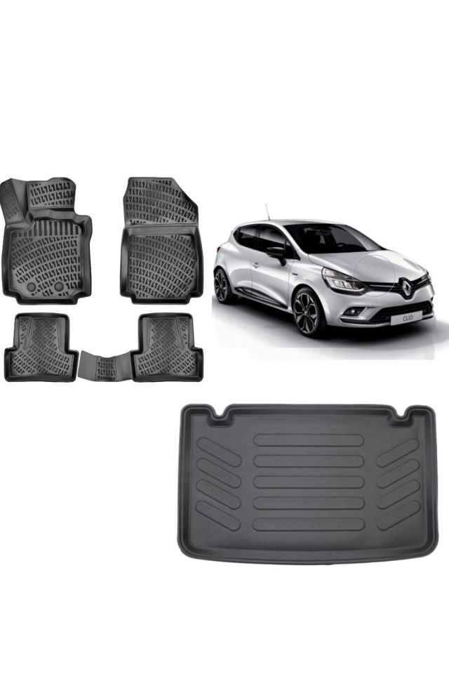 Renault Clio 4 2018 Model 3D Bagaj Havuzu+3D Havuzlu Araca Özel Paspas Takımı