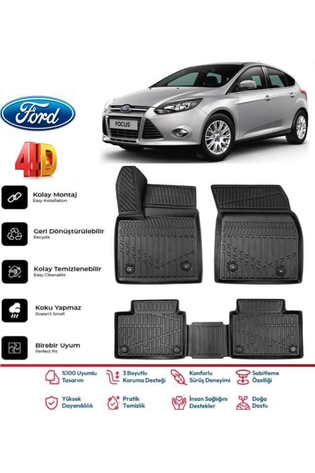 Ford Focus 3 Hatchback 2013 Model 4D Havuzlu Paspas