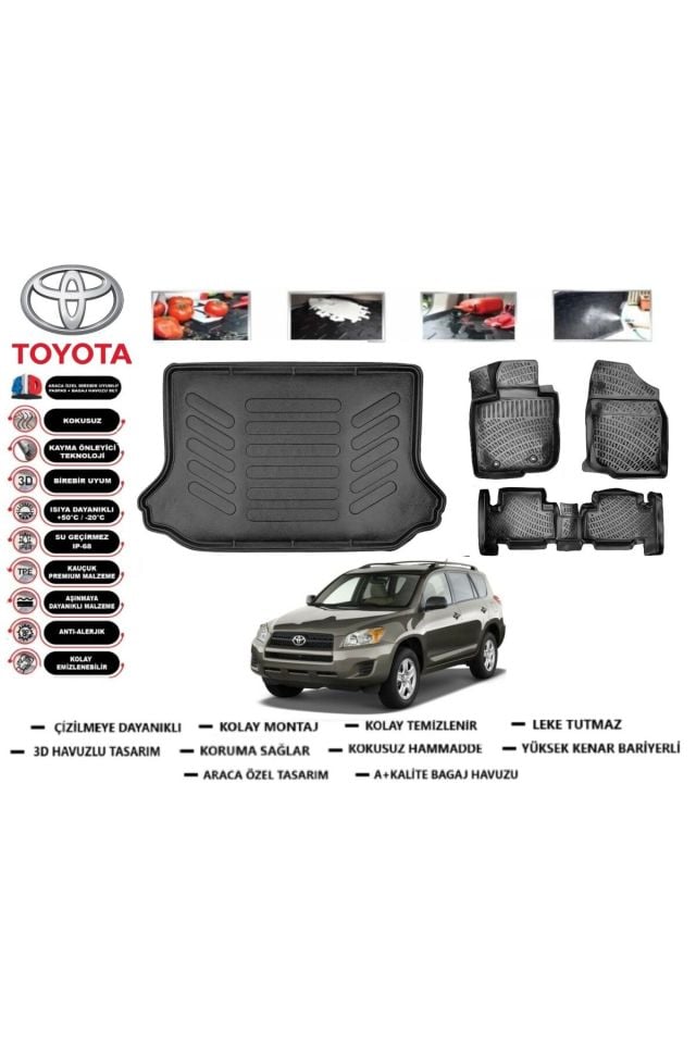 Toyota Raw 4 2009 Model Bagaj Havuzu Araca Özel Paspas Takımı Prrox