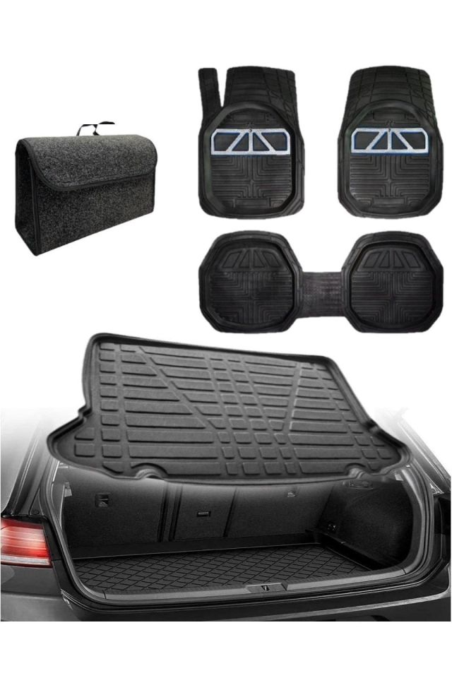 Honda City 2002-2008 Uyumlu Kokusuz 3d Bagaj Havuzu+3d Extra Gri Komlu Havuzlu Paspas