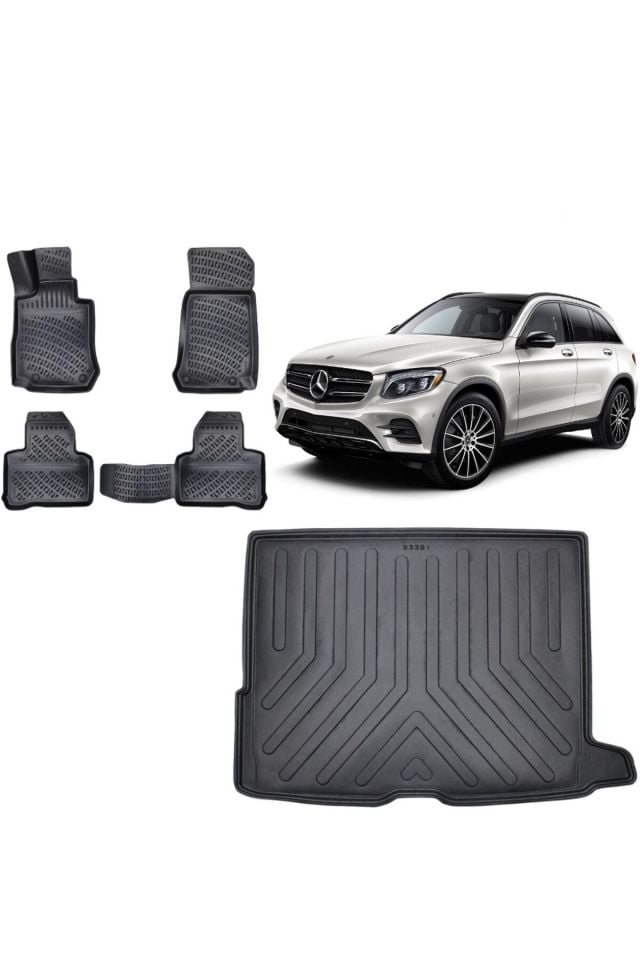 Mercedes GLC SUV 2017 Model 3D Bagaj Havuzu+3D Havuzlu Araca Özel Paspas Takımı