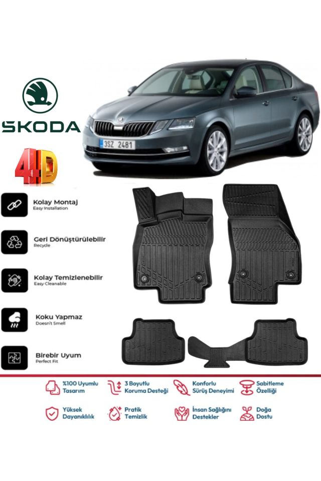 Skoda Octavia 2017 Model 4D Havuzlu Paspas