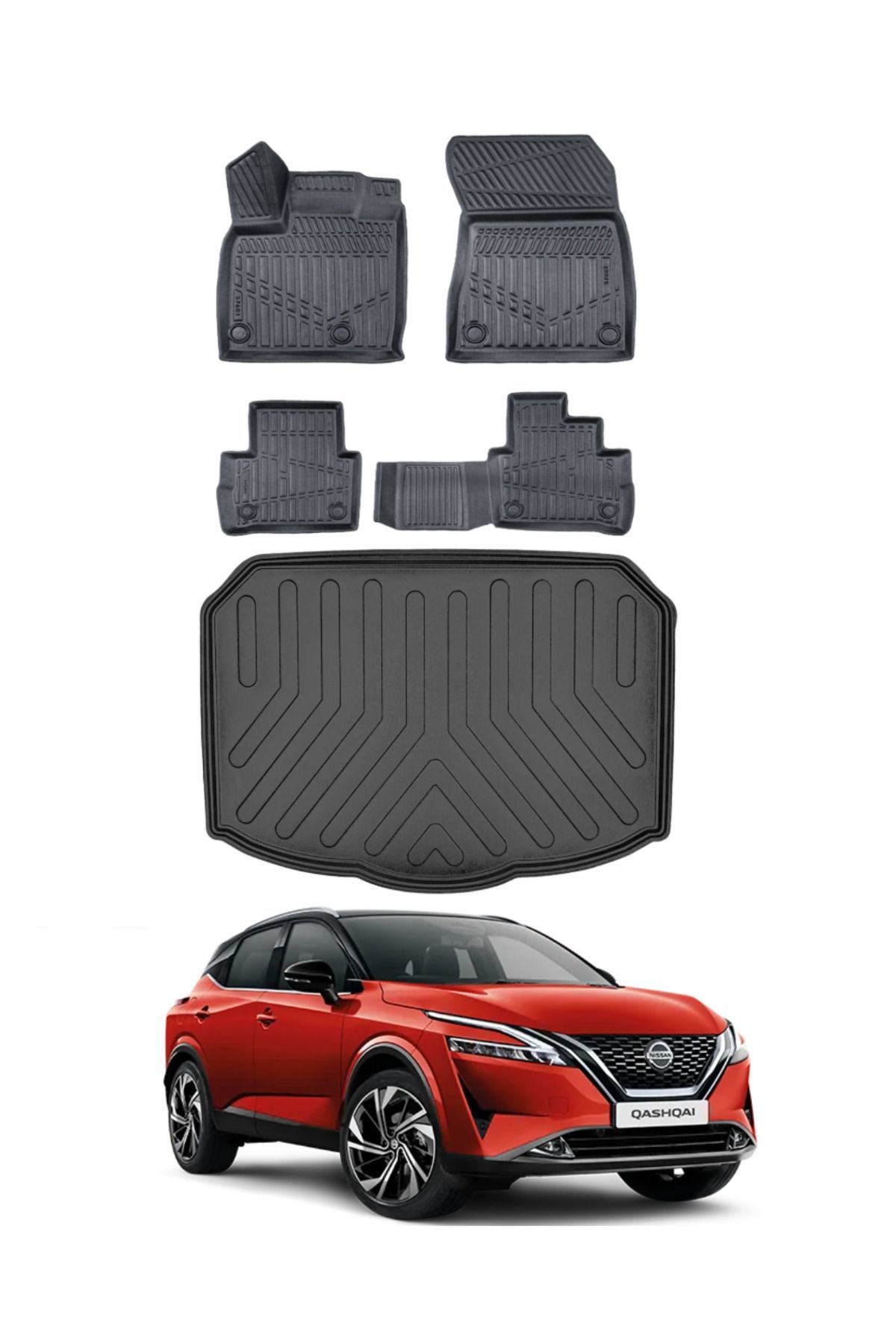 Nissan Qashqai 2023 Model Alt Bagaj Havuzu Araca Özel Siyah Paspas Takımı