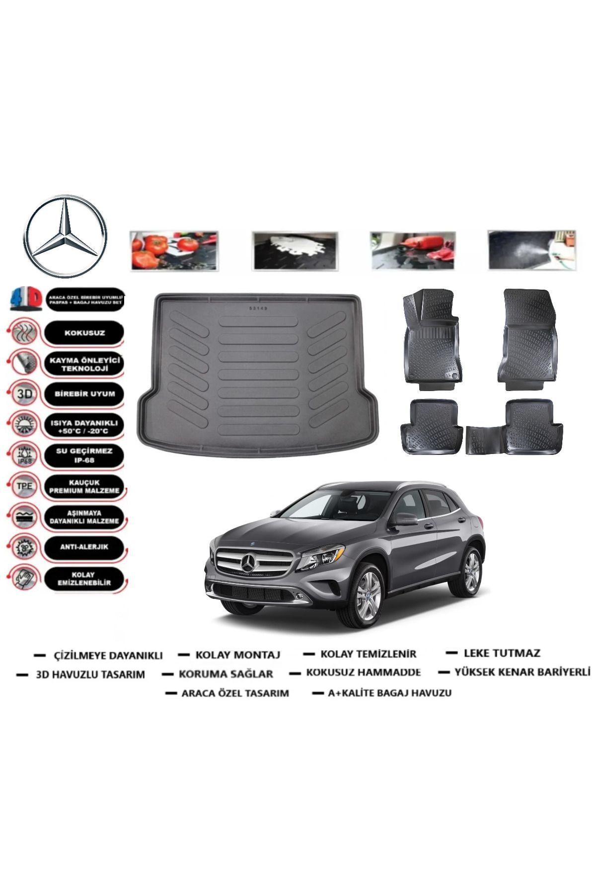 Mercedes GLA 2019 Model Bagaj Havuzu Araca Özel Paspas Takımı Prrox